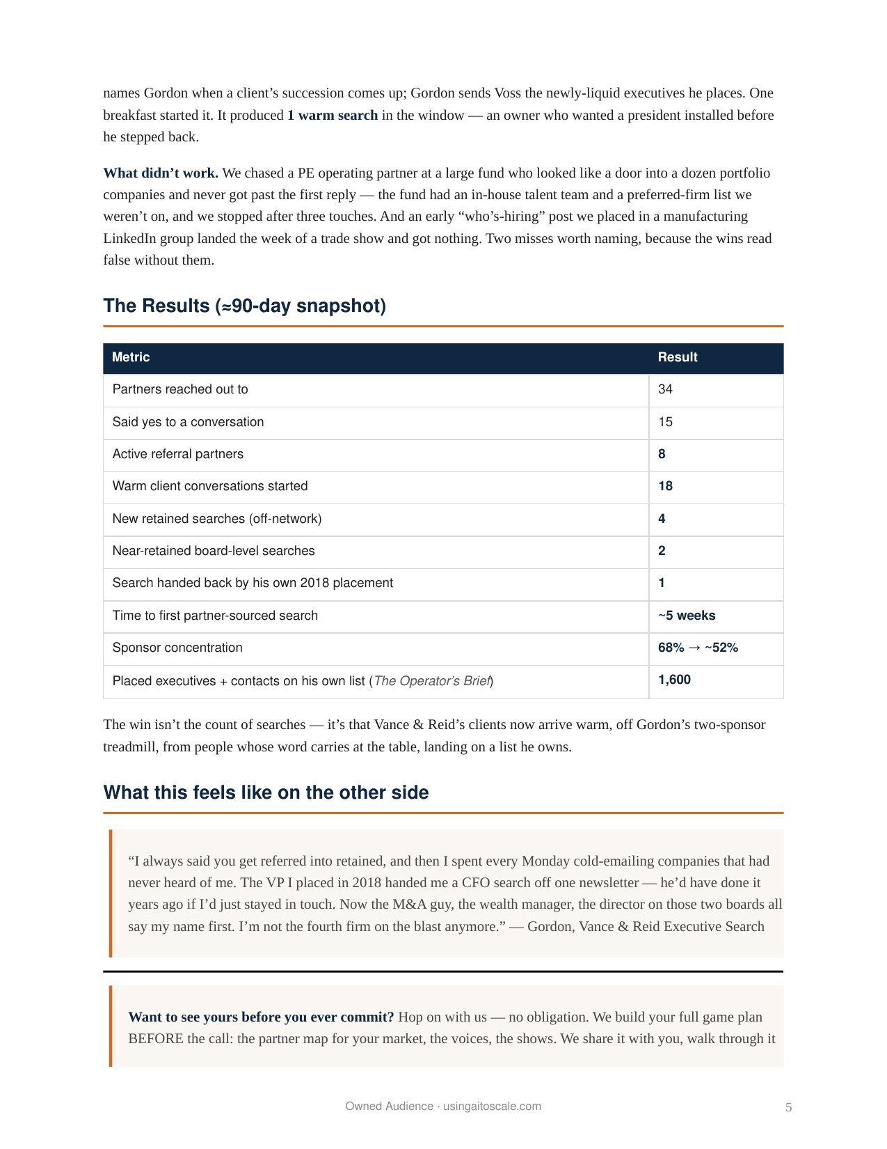 Executive Search Firm — 90-Day Case Study — page 5