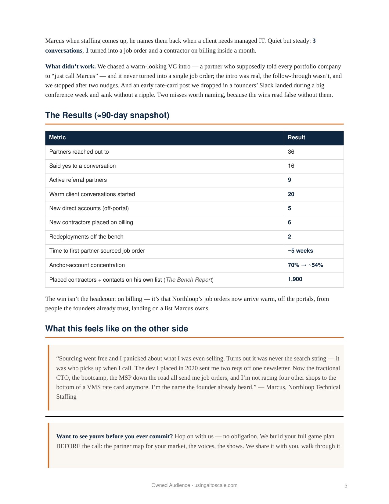 IT Staffing Firm — 90-Day Case Study — page 5