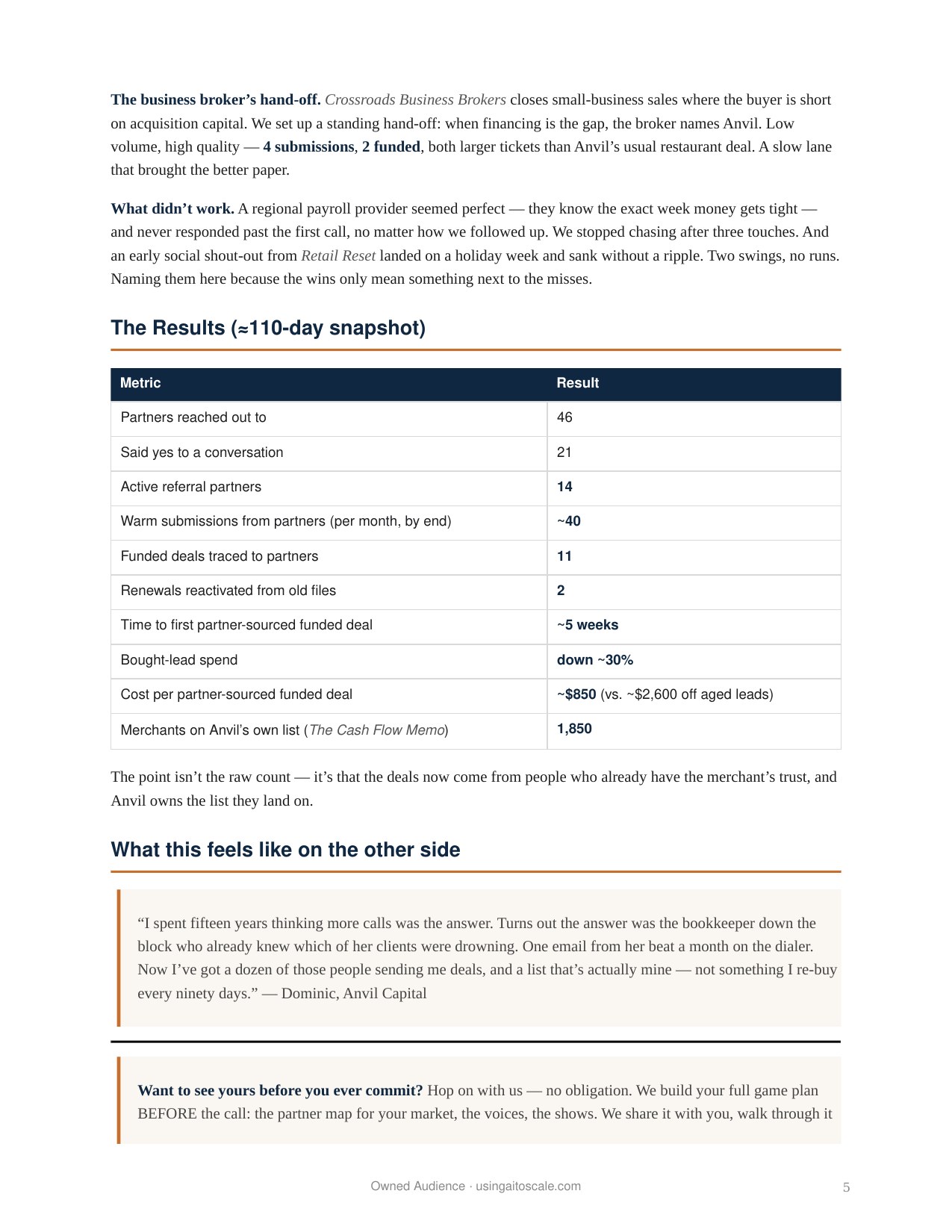 Merchant Cash Advance — 90-Day Case Study — page 5