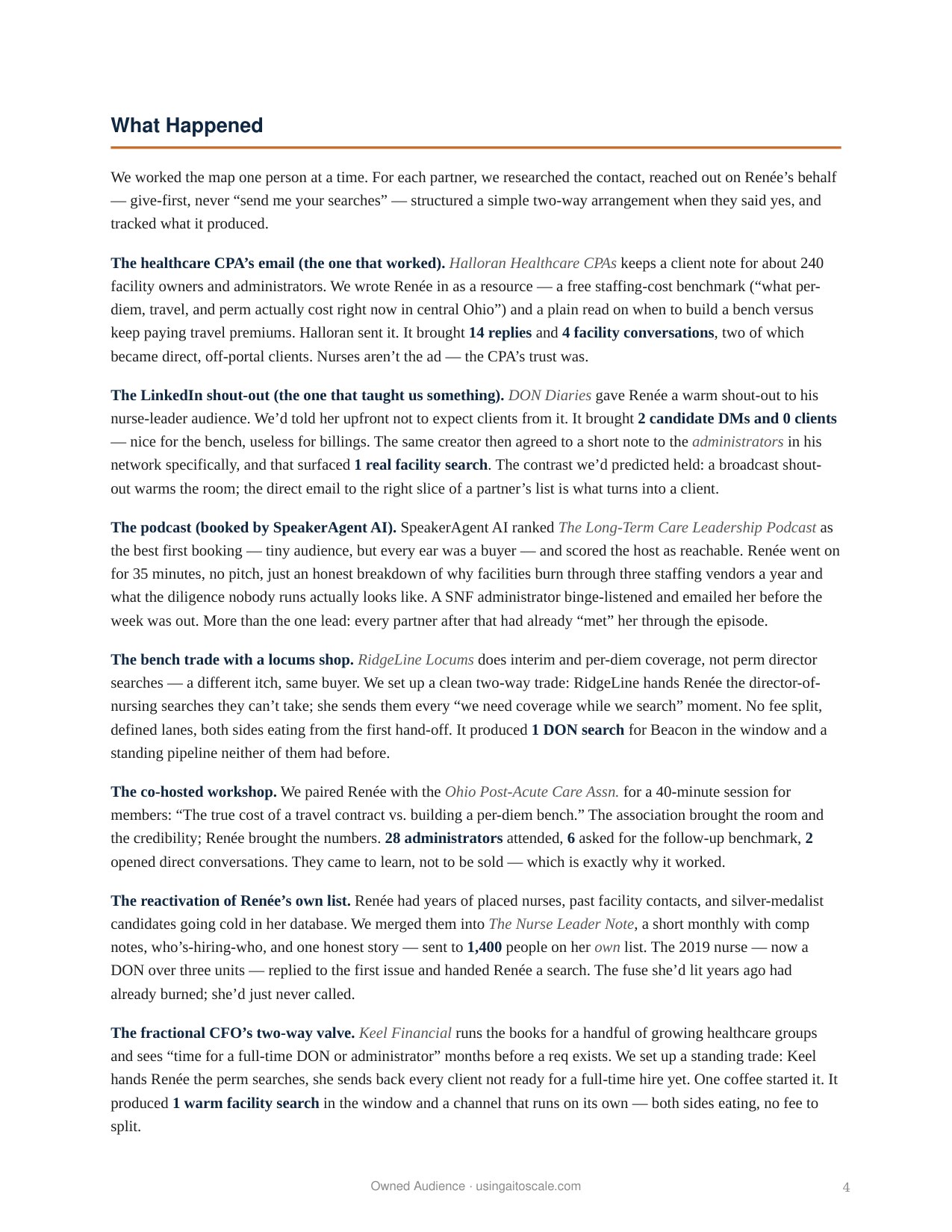 Healthcare Staffing — 90-Day Case Study — page 4