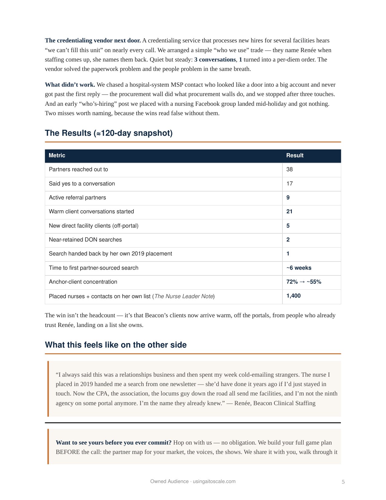 Healthcare Staffing — 90-Day Case Study — page 5
